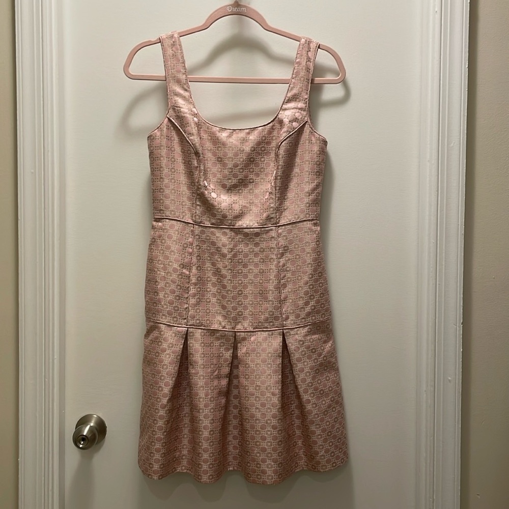 Banana Republic Pink Brocade Fit-and-Flare Dress